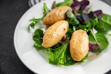 Quenelle meat forest sauce fresh tasty food dish delicious gourmet food background on the table rustic food top view copy space keto and paleo diet