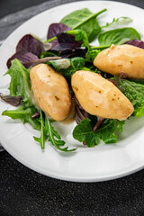 Quenelle meat forest sauce fresh tasty food dish delicious gourmet food background on the table rustic food top view copy space keto and paleo diet