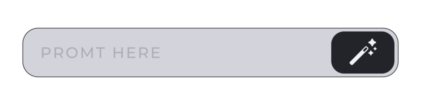 Gray search bar displays typo in text, reading promt here, with a magic wand icon on the right.