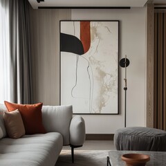 Modern interior and contemporary artwork on a wall