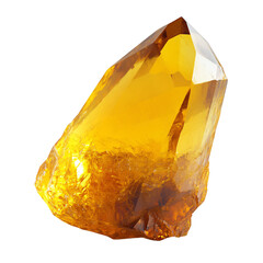 Citrine Gemstone Sparkling with Gold Isolated on Transparent Background