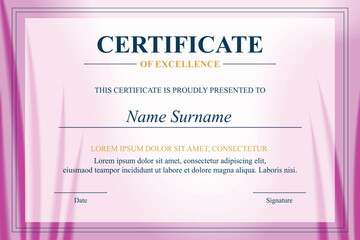 Pink Excellence Certificate Template Background Design