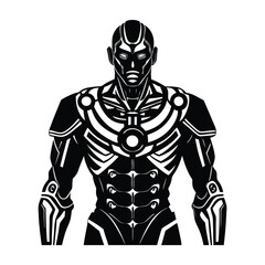 Cyberpunk style human with mechanical enhancements flat vector on white background