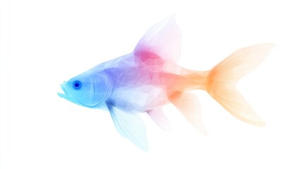 Colorful, translucent fish illustration isolated on white background.