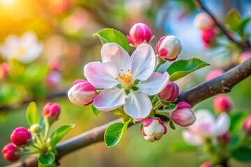 Obraz premium Delicate Blossoms of Spring on an Apple Tree
