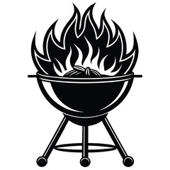 barbecue grill with flames vector on white background
