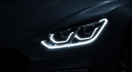 Fototapeta premium Close-Up of Intricate LED Headlight Design in Luxury Car