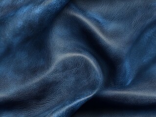 Seamless Pattern - Textured blue leather material, with folds and a soft, worn finish. Abstract.