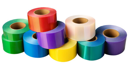 Colorful Adhesive Tape Rolls for Packaging and Labeling on a transparent background