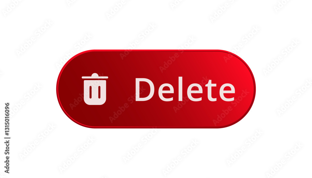 Aufkleber a red button featuring the word delete and a trash can icon, ideal for digital user interfaces.
