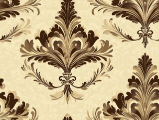 Seamless Pattern - Elegant floral pattern with vintage style and earth-tone color scheme
