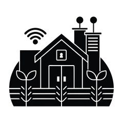 Futuristic AI controlled smart farm flat vector on white background