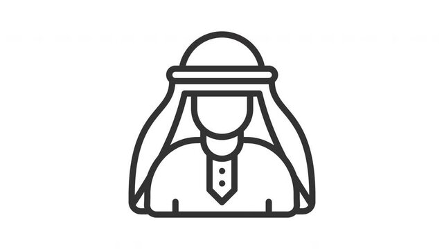 Animated muslim with people sign symbol. Suitable for hajj, ramadan, muslim, ramadan, islam, mubarak, kareem, religion, celebration, fasting, culture, religious, moslem and eid mubarak