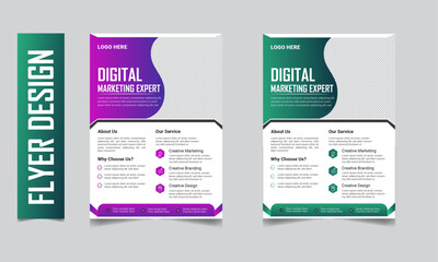 Corporate creative Green and purple business flyer template design 