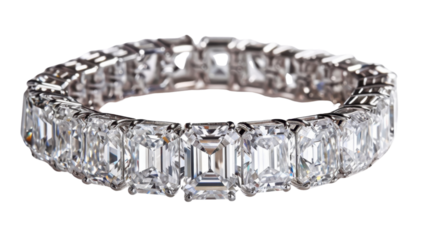 Luxury diamond eternity band sparkling on transparent background