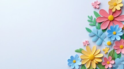 Naklejka premium Beautiful background template made of Spring flowers.