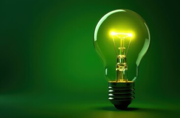 Electric light bulb on a green background