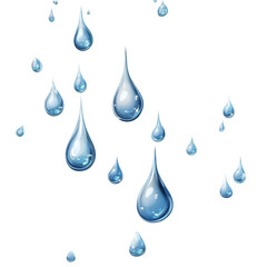 Abstract Water Droplets Falling with a Soft Blue Hue Background