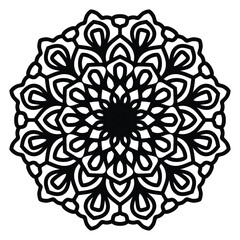 Mandala floral coloring page for adults relaxation, black and white mandala coloring page hand drawn outlined doodle line art, adult mandala for coloring page.