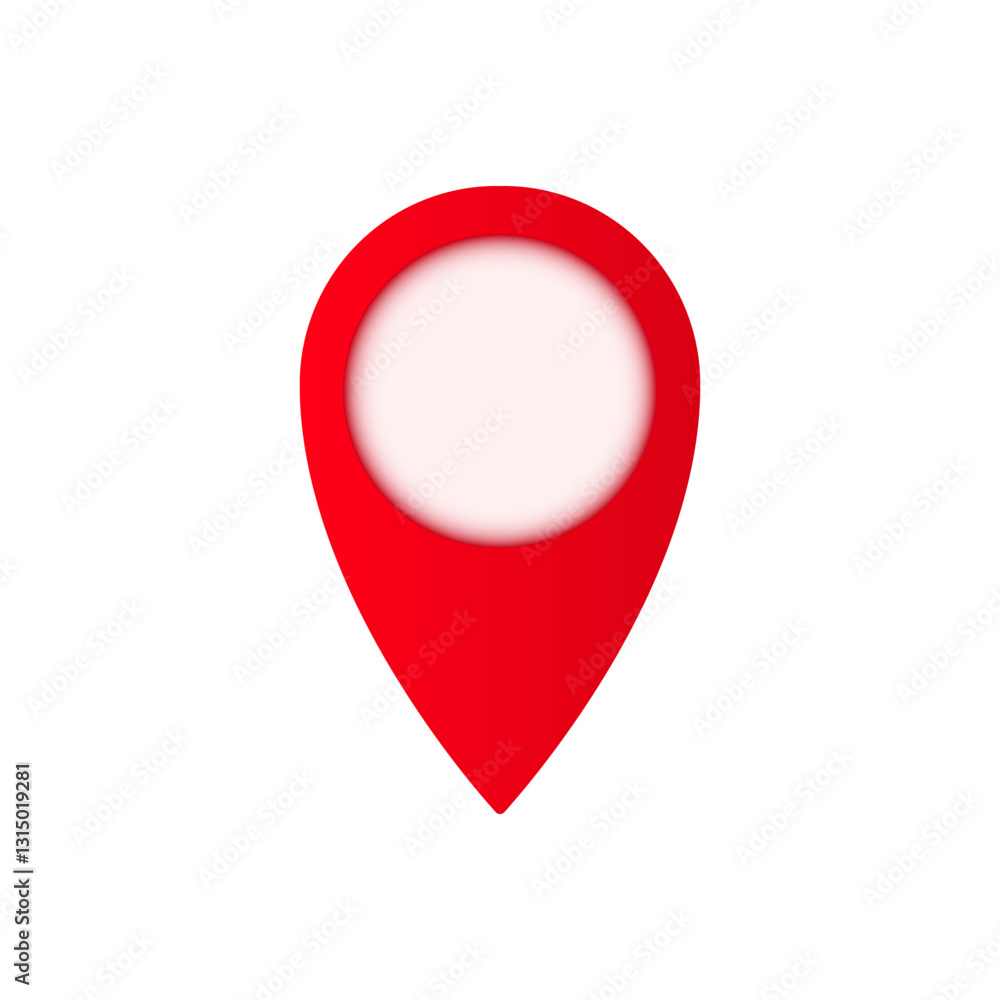 Poster red location pin icon with a circular center. the simple design helps in indicating precise location