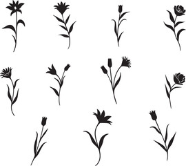seamless pattern with black silhouettes of leaves