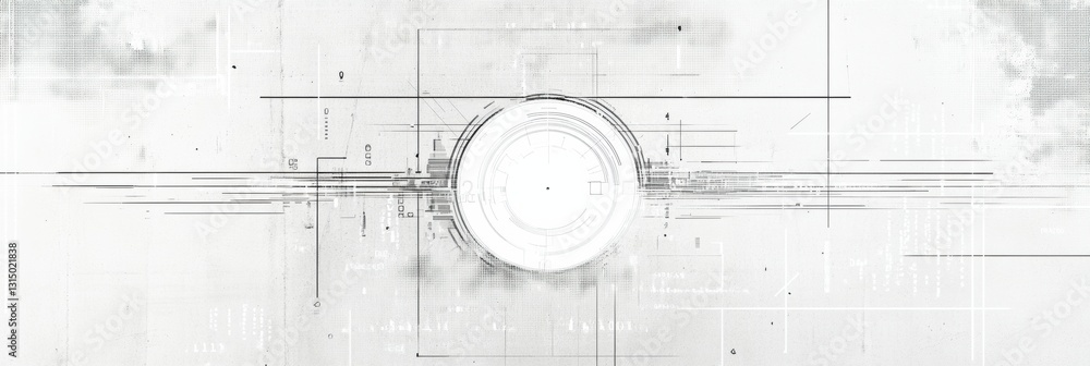 Aufkleber Centered white computer icon on a digital background with data patterns suggesting technology and innovation for digital design