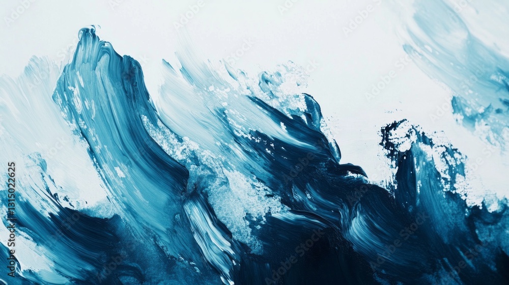 Poster brilliant strokes of blue dance on a pristine canvas, evoking the essence of ocean waves. each brush