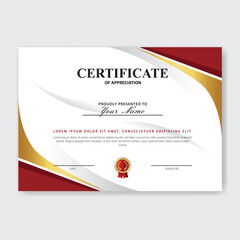 Fototapeta premium Red Gold Certificate Appreciation Award Design