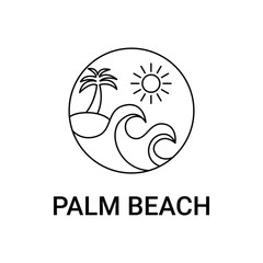 palm beach logo design with sun label circle