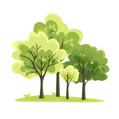2D flat vector illustration spring forest with green canopy icon isolated on a white background.

