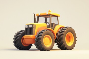 Obraz premium Stylized Orange Tractor Illustration on White Background Perfect for Children