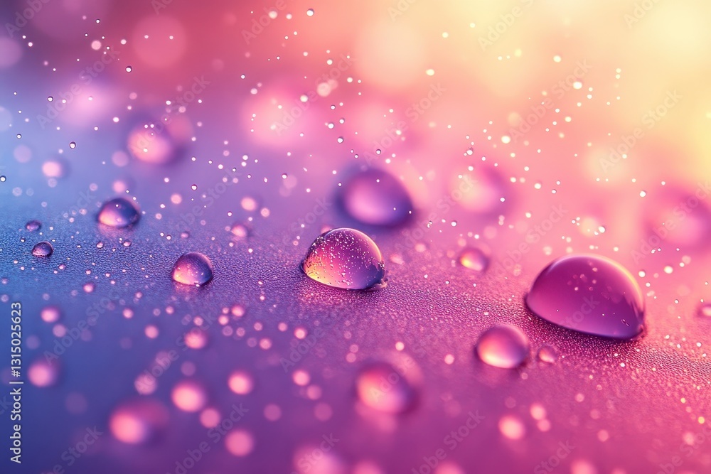 Poster colorful water droplets create a stunning abstract display with vibrant hues and soft bokeh in a clo