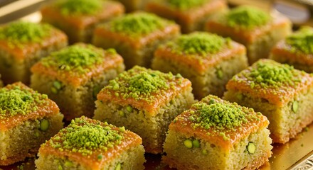 Delicious pistachio and apricot squares sweet treats tasty dessert cakes food tray baked green yummy