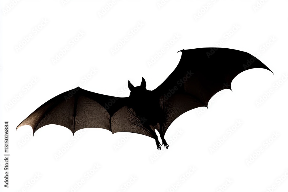 Poster a bat is flying in the air with its wings spread wide. the image has a dark and mysterious mood, as 