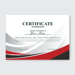 Obraz premium Red, gray, black certificate design; white background; award