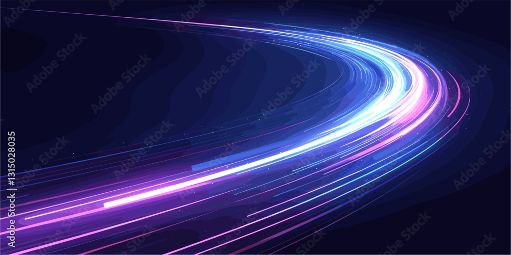 Poster dynamic light trails in motion: flat vector energy icons set.