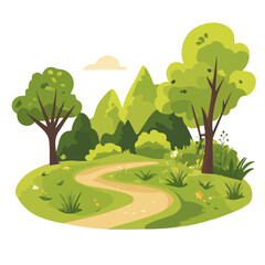 2D flat vector illustration springtime hiking trail icon isolated on a white background.

