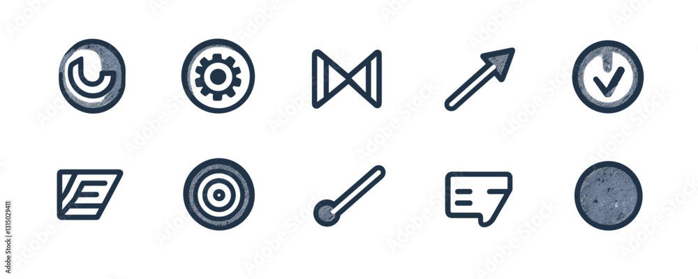 Aufkleber flat linear icons set of various geometric symbols in vector style.