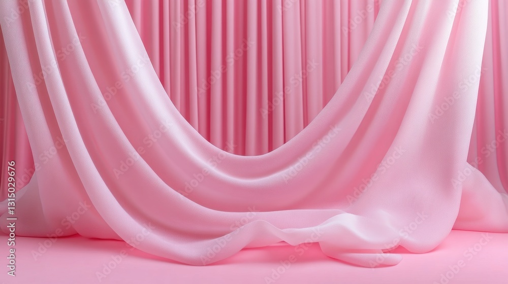 Aufkleber soft pink fabric draping elegantly creates a delicate and luxurious texture on a monochromatic backg
