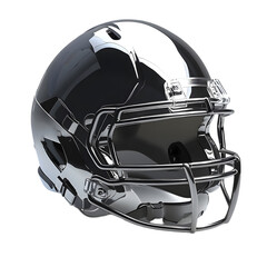 Fototapeta premium reflective metallic helmet sports safety headgear studio shot sports equipment football gear close up american football accessory glossy sports helmet isolated in white,