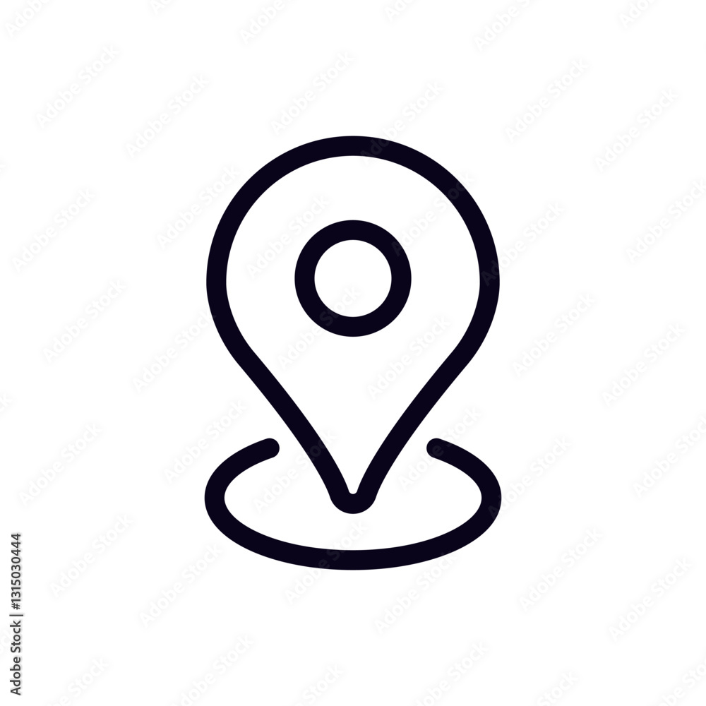 Aufkleber black and white pinpoint icon representing a location or navigation feature, simple and clean design