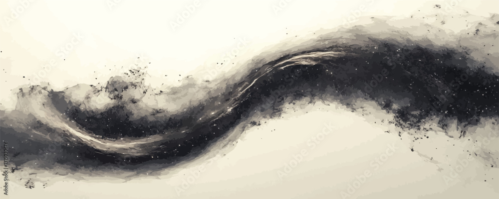 Poster abstract black wave on white background in flat vector style icons set.