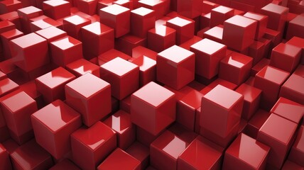 Obraz premium A Mesmerizing Sea Of Vibrant Red Cubes, A Powerful Symbol Of Unity And Energy, With Glossy Reflective Surfaces And Dramatic Lighting