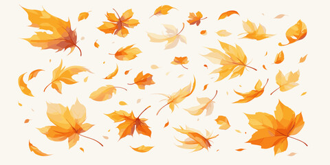 Flat icons set of autumn leaves in various styles.