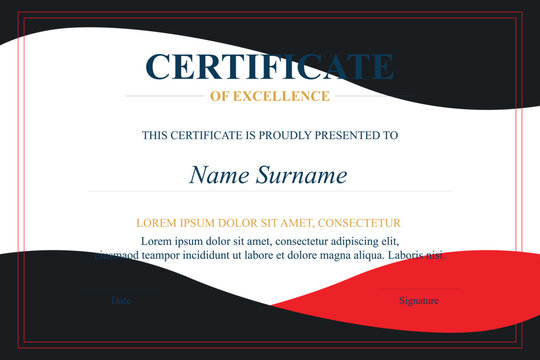 Red-black certificate excellence award design template