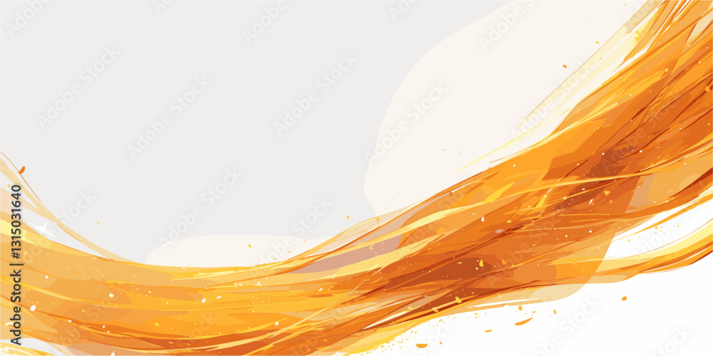 Poster dynamic orange wave; abstract background vector in flat style.