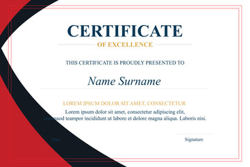 Red-black certificate excellence design template