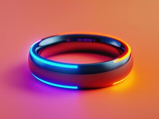 Smart ring glowing softly on a neutral background, futuristic wearable fitness tracking concept