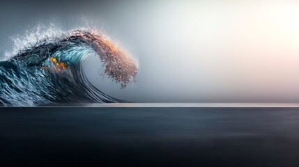 Powerful Wave Crashing, Ocean Scene