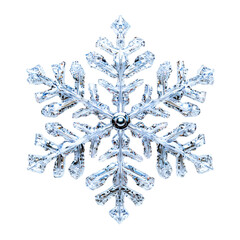 Fluffy 3D Cartoon Snowflake with Soft Sparkling Edge Isolated on Transparent Background
